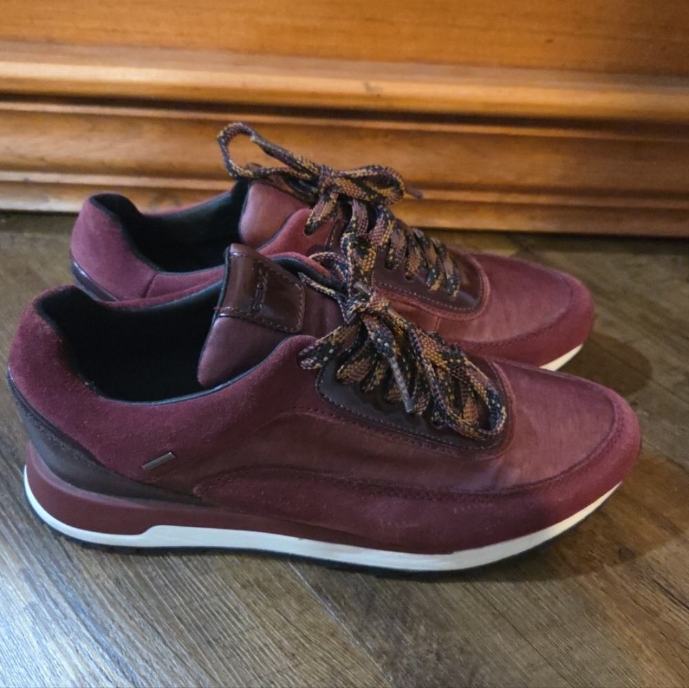 Geox Respira Burgundy Suede Aneko Womens Sneakers US 8 Eur 38